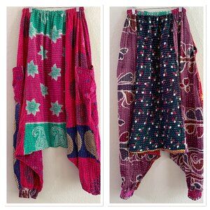 Kantha Bae Duality Everyday Harem Pants Cotton Repurposed Sari Reversible OS